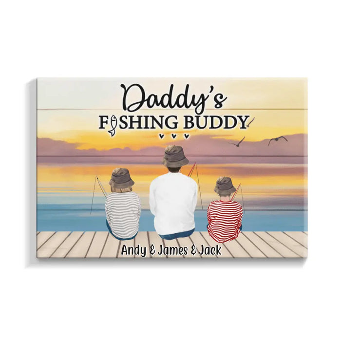 Daddy's Fishing Buddy - Personalized Gifts Custom Fishing Canvas for Friends and Family, Fishing Lovers