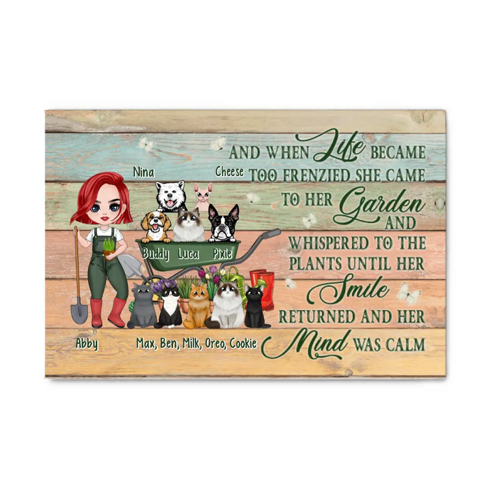 Up To 10 Pets And When Life Became Too Frenzied - Personalized Canvas For Her, Dog Mom, Cat Mom, Gardener