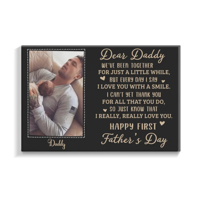 Happy First Father's Day - Personalized Gifts Custom Canvas for Him for Dad for Him