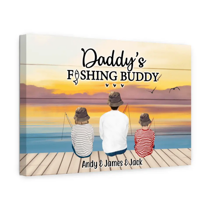 Daddy's Fishing Buddy - Personalized Gifts Custom Fishing Canvas for Friends and Family, Fishing Lovers