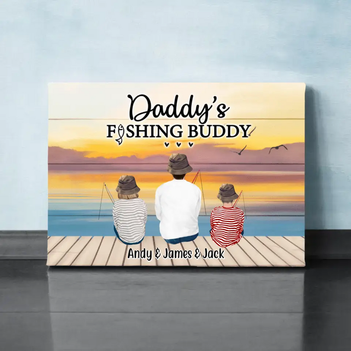 Daddy's Fishing Buddy - Personalized Gifts Custom Fishing Canvas for Friends and Family, Fishing Lovers