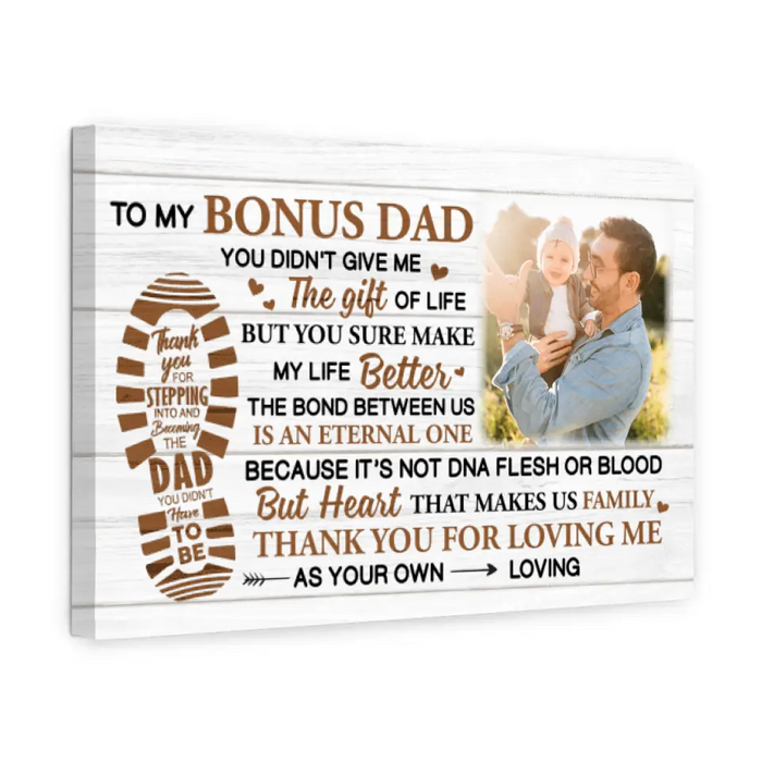 To My Bonus Dad - Personalized Photo Upload Gifts Custom Canvas for Dad