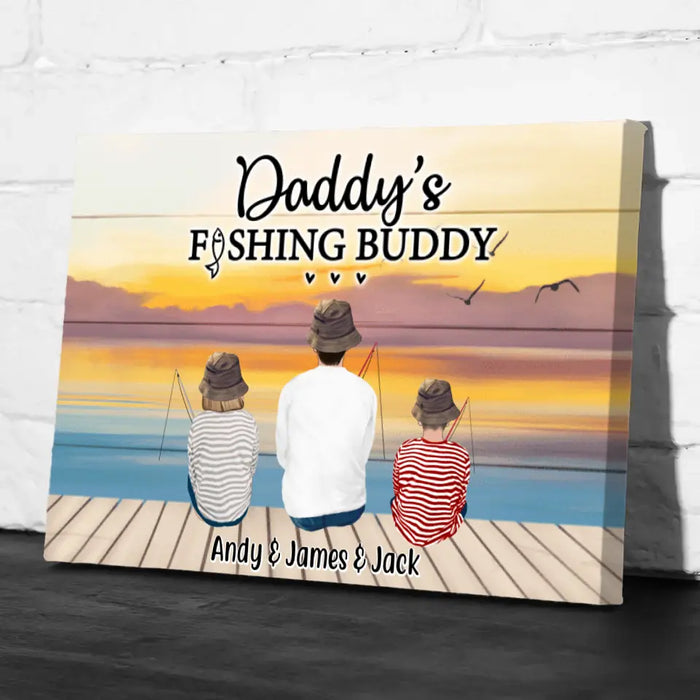 Daddy's Fishing Buddy - Personalized Gifts Custom Fishing Canvas for Friends and Family, Fishing Lovers