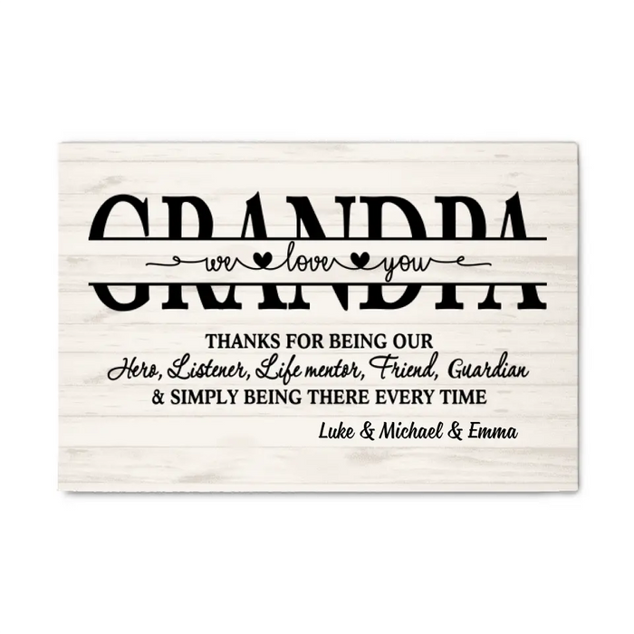 We Love You Grandpa - Personalized Gifts, Custom Family Canvas for Grandpa, Family Gifts