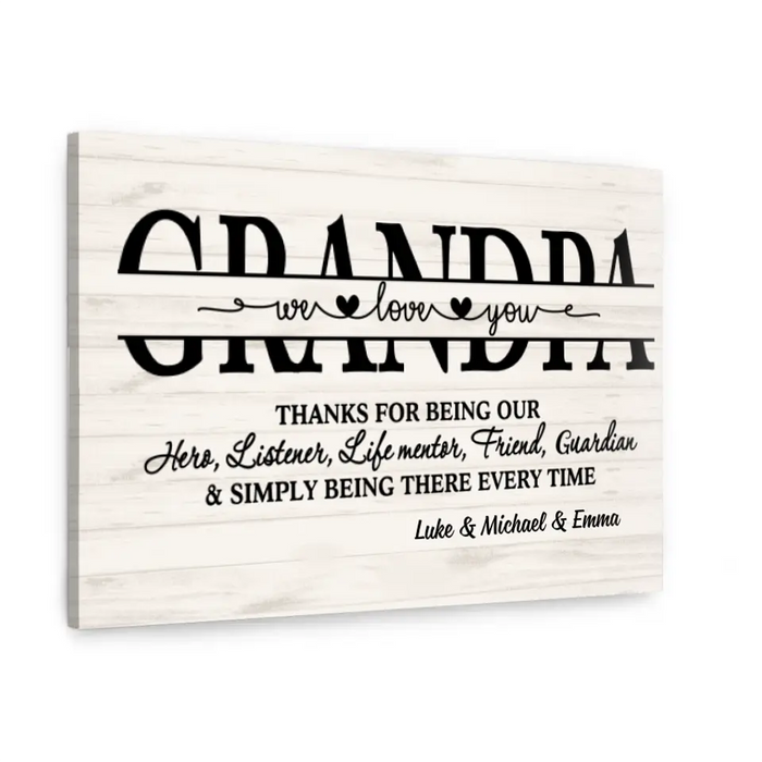 We Love You Grandpa - Personalized Gifts, Custom Family Canvas for Grandpa, Family Gifts