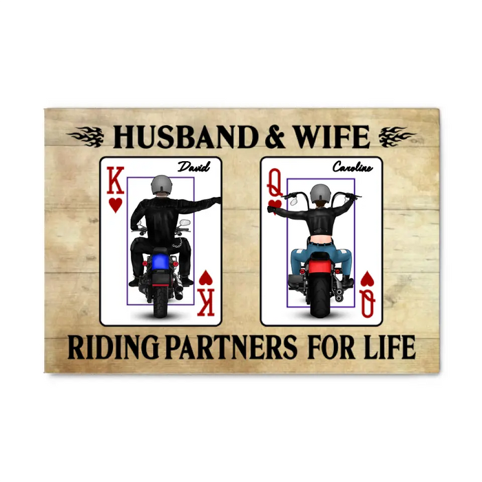 Riding Partners for Life - Personalized Gifts for Custom Motorcycle Canvas for Couples, Motorcycle Lovers