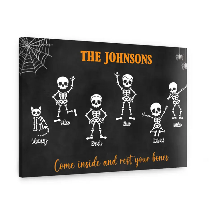 Skeleton Skull Come in and Rest Your Bones - Personalized Gifts Custom Canvas for Family, Halloween Wall Art