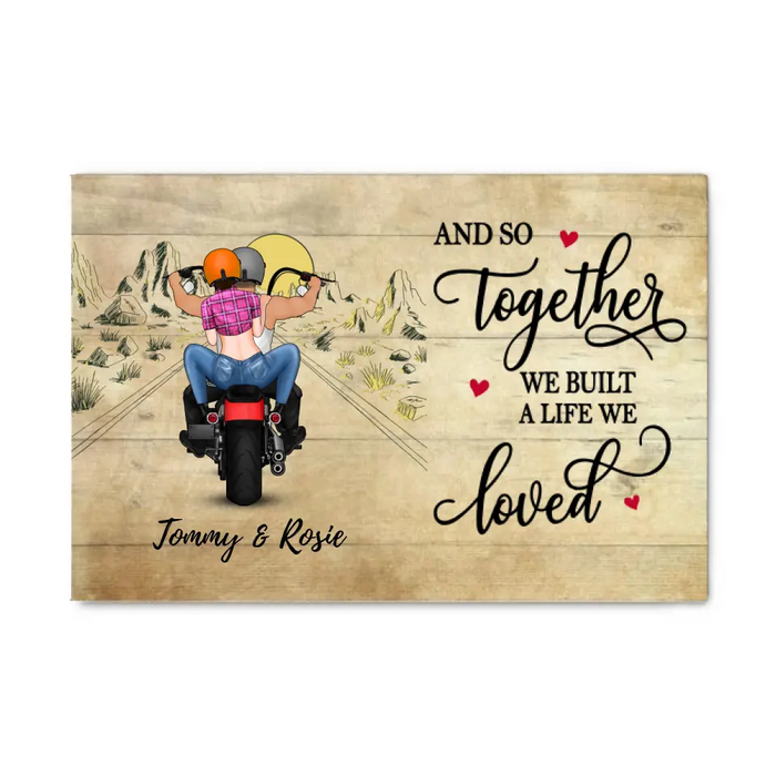 And So Together We Built a Life We Loved - Personalized Canvas for Couple, Motorcycle Lovers