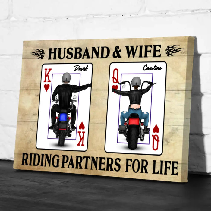 Riding Partners for Life - Personalized Gifts for Custom Motorcycle Canvas for Couples, Motorcycle Lovers