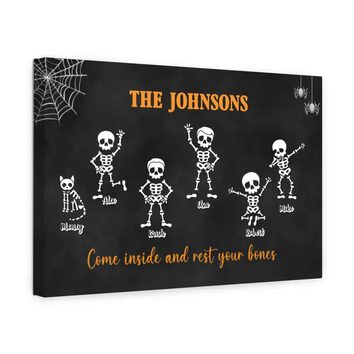 Skeleton Skull Come in and Rest Your Bones - Personalized Gifts Custom Canvas for Family, Halloween Wall Art