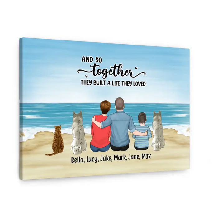 And So Together They Built A Life They Love Parent & Kid - Personalized Gifts Custom Canvas for Fur Family, Dog Cat Lovers