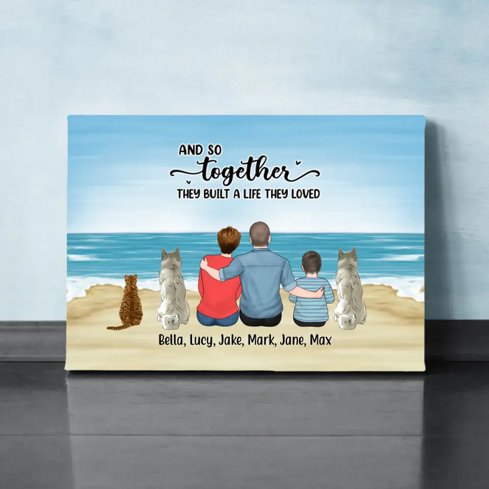 And So Together They Built A Life They Love Parent & Kid - Personalized Gifts Custom Canvas for Fur Family, Dog Cat Lovers