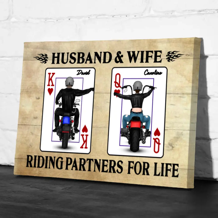 Riding Partners for Life - Personalized Gifts for Custom Motorcycle Canvas for Couples, Motorcycle Lovers