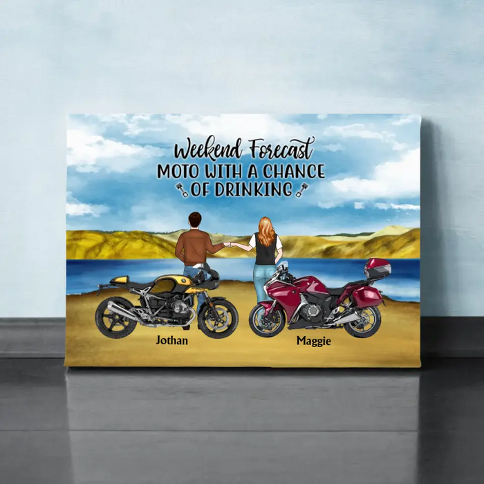 That's What I Do I Ride, I Drink, and I Know Things - Personalized Gifts Custom Motor Canvas for Couples, Motorcycle Lovers