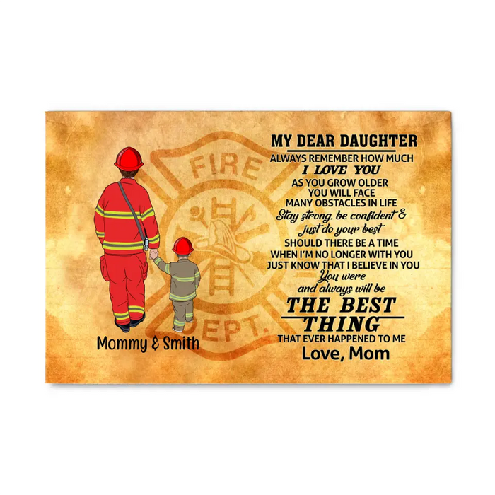 Always Remember How Much I Love You As You Grow Older - Personalized Gifts, Custom Firefighter Canvas for Son or Daughter From Mother