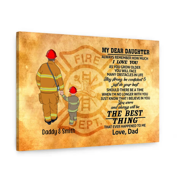 Always Remember How Much I Love You As You Grow Older - Personalized Gifts, Custom Firefighter Canvas for Son or Daughter From Dad