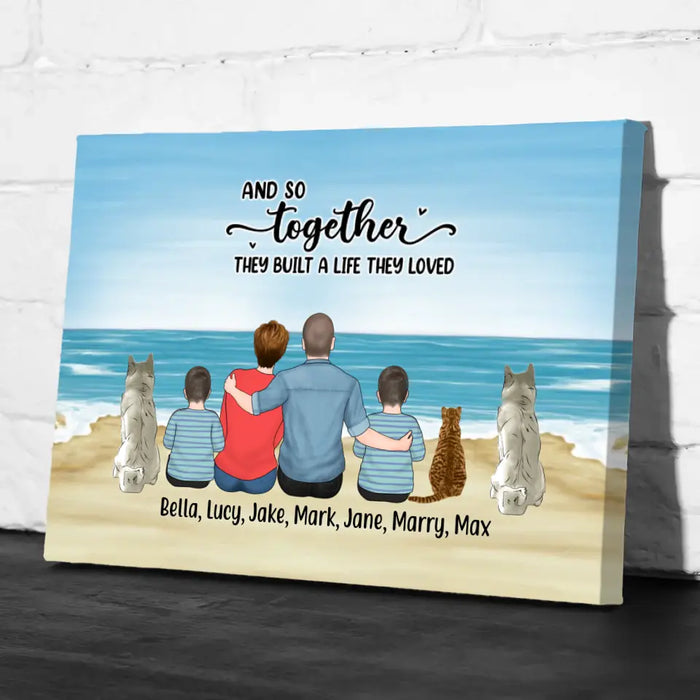 Life Is Better with Fur Babies Parent & 2 Kids - Personalized Gifts Custom Canvas for Fur Family, Dog Cat Lovers