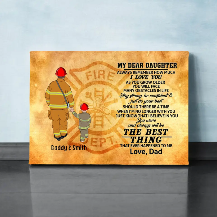 Always Remember How Much I Love You As You Grow Older - Personalized Gifts, Custom Firefighter Canvas for Son or Daughter From Dad