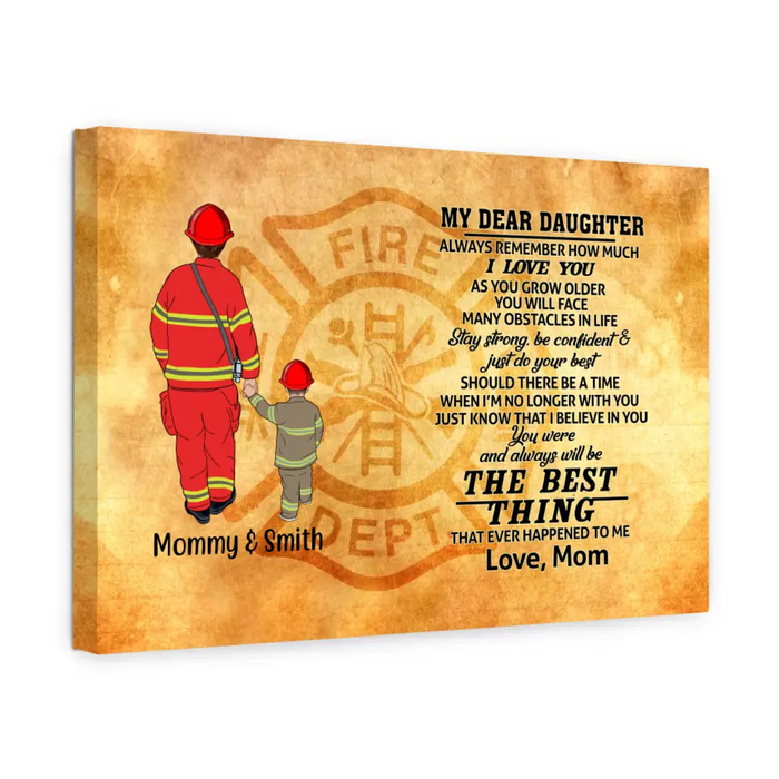 Always Remember How Much I Love You As You Grow Older - Personalized Gifts, Custom Firefighter Canvas for Son or Daughter From Mother