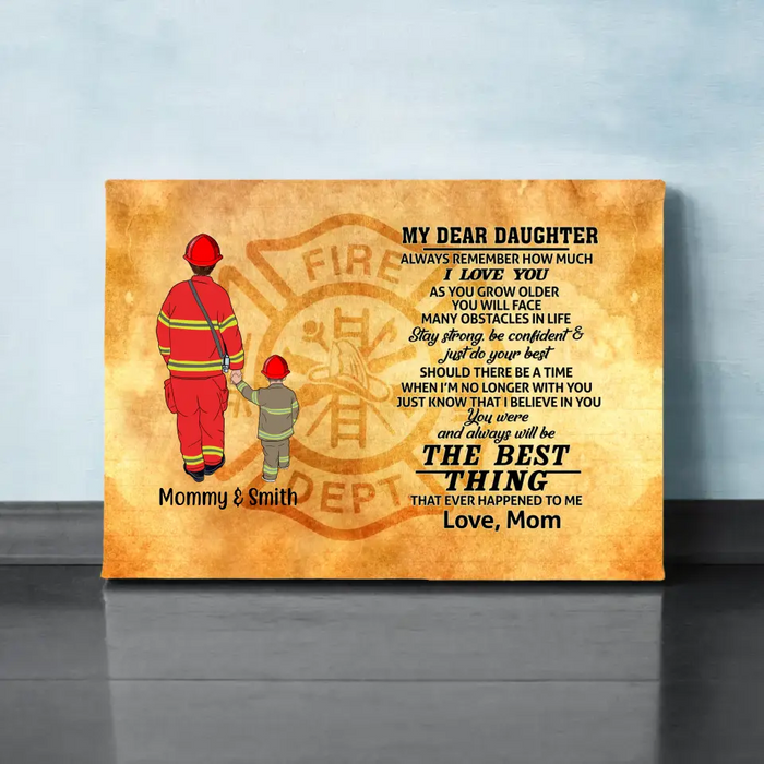 Always Remember How Much I Love You As You Grow Older - Personalized Gifts, Custom Firefighter Canvas for Son or Daughter From Mother