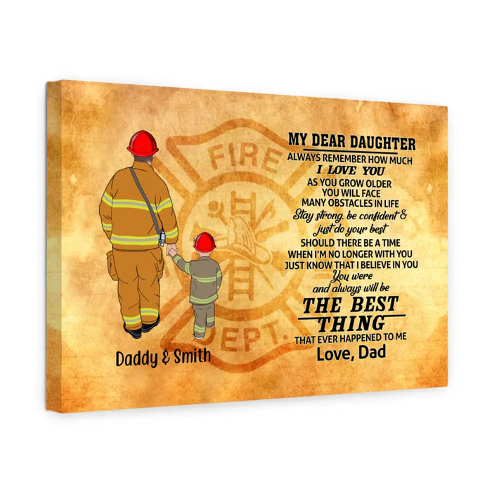 Always Remember How Much I Love You As You Grow Older - Personalized Gifts, Custom Firefighter Canvas for Son or Daughter From Dad