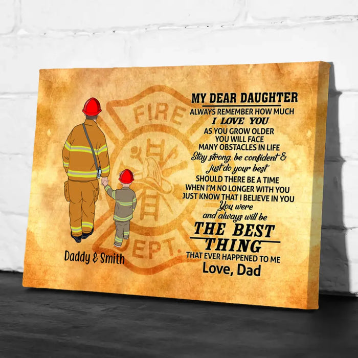 Always Remember How Much I Love You As You Grow Older - Personalized Gifts, Custom Firefighter Canvas for Son or Daughter From Dad