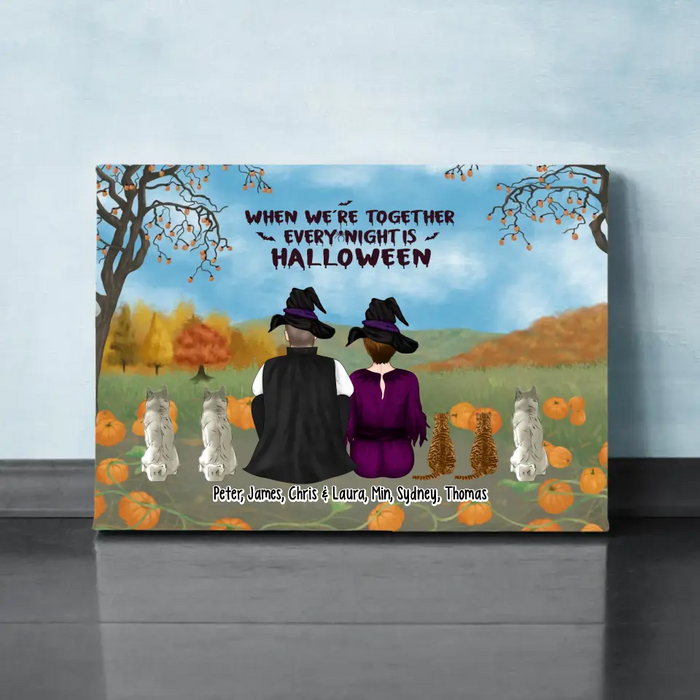 When We're Together Every Night Is Halloween - Personalized Gifts Custom Halloween Canvas For Family, Dog Lovers