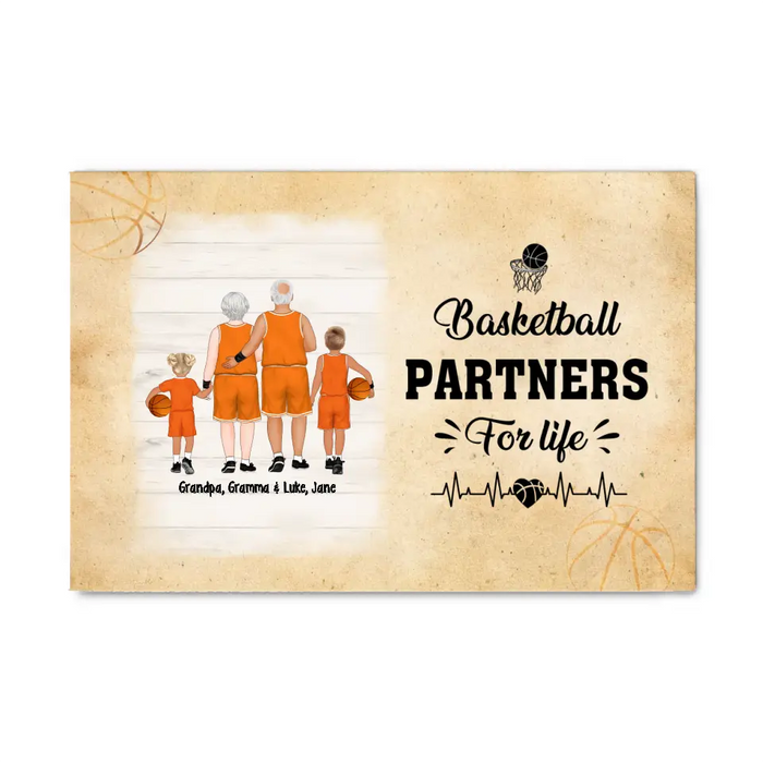 Basketball Partners For Life - Personalized Gifts Custom Canvas Basketball Gifts For Grandparents, Grandkids