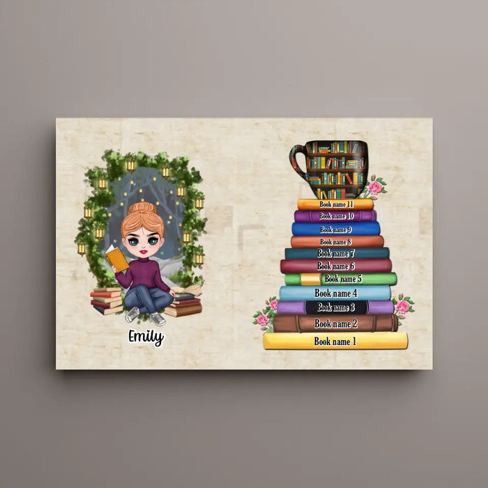 Girl Reading Book Custom Book Titles - Personalized Gifts Custom Reading Canvas For Her, Book Lovers