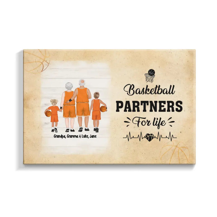 Basketball Partners For Life - Personalized Gifts Custom Canvas Basketball Gifts For Grandparents, Grandkids