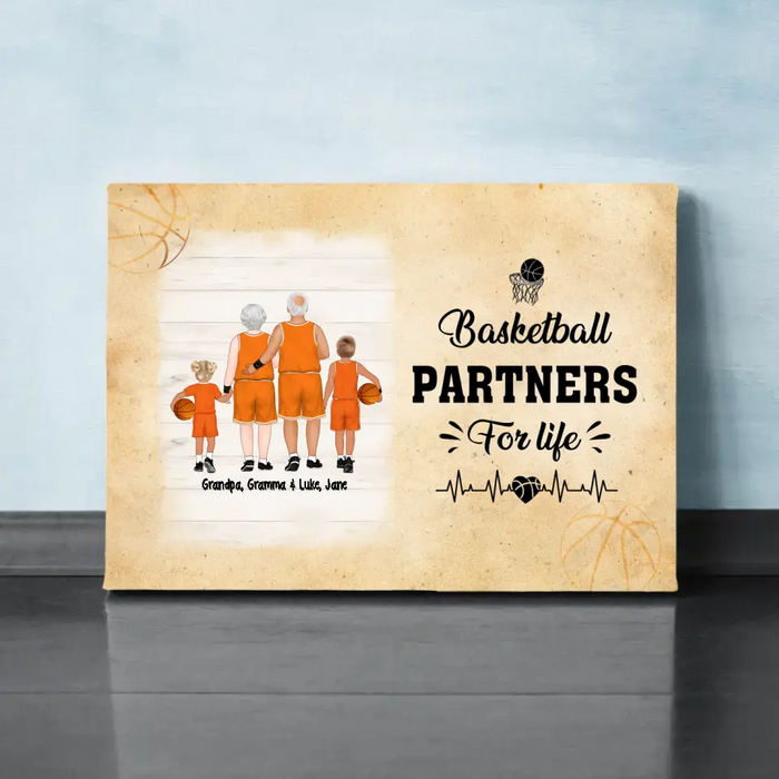 Basketball Partners For Life - Personalized Gifts Custom Canvas Basketball Gifts For Grandparents, Grandkids