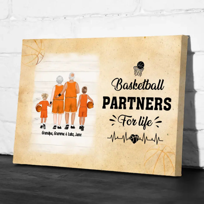 Basketball Partners For Life - Personalized Gifts Custom Canvas Basketball Gifts For Grandparents, Grandkids