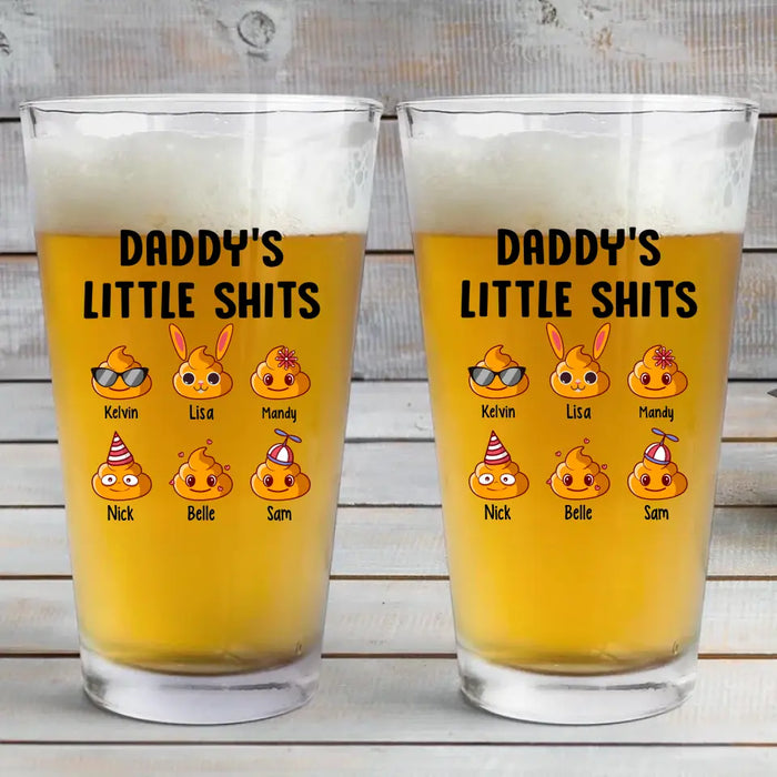 Personalized Daddy's Little Shit 16oz Glass Cup, Custom Funny Dad Glass Cup, Gift for Dad, Drinking Lovers