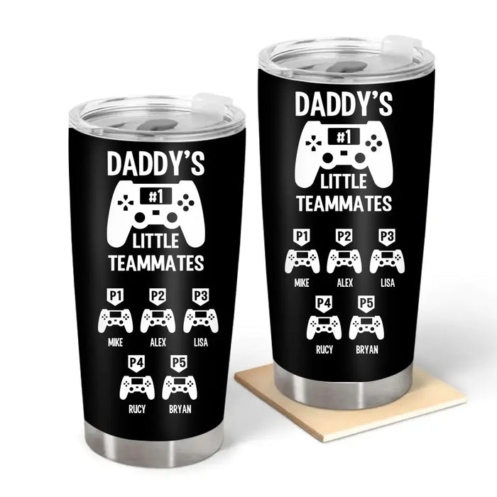 Daddy's Little Teammates - Personalized Gaming Dad with Kids Names Tumbler, Gifts for Dad, Gifts for Gamer Dad