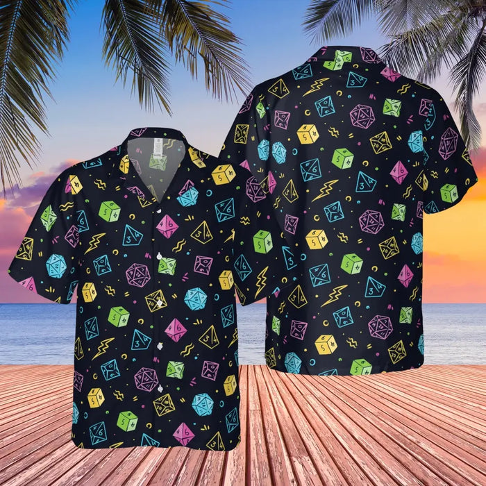 DnD Hawaiian Shirt, Dice Print Shirt, Dungeon Master Gift, Dungeons and Dragons Shirt