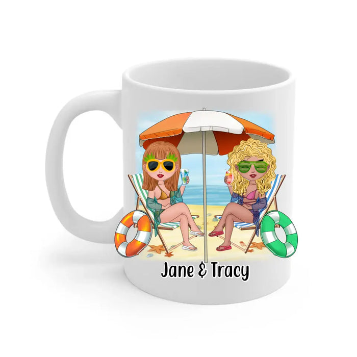 Beaches Booze and Besties - Personalized Mug For Friends, Sister