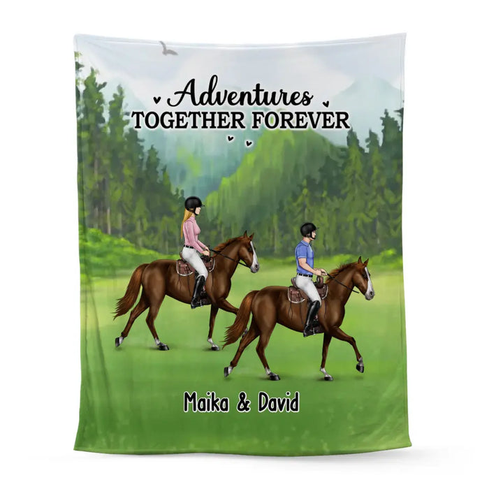 Adventures Together Forever - Personalized Gifts Custom Horse Blanket For Couples, Horse Riding Lovers