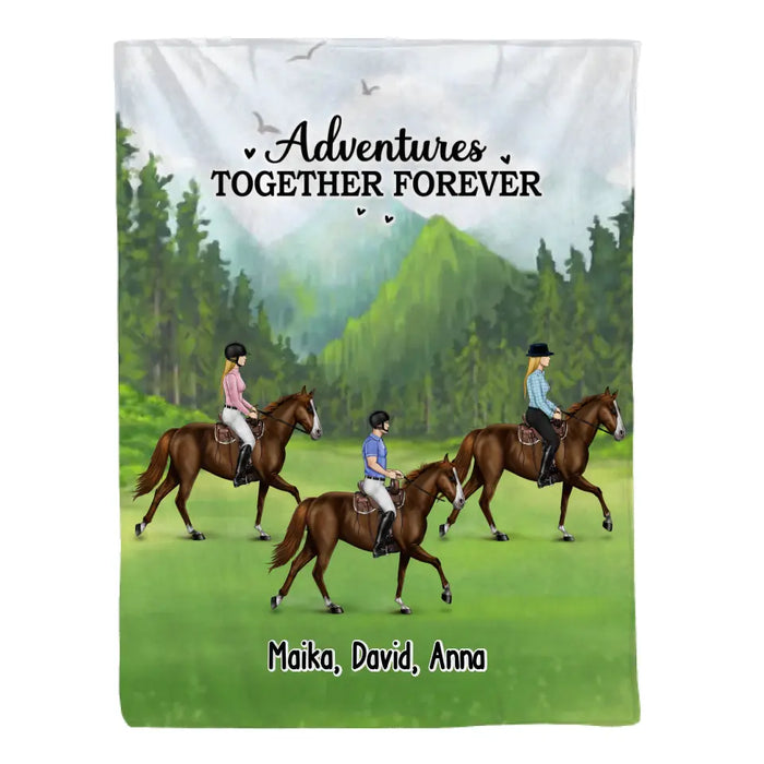 Adventures Together Forever - Personalized Gifts Custom Horse Blanket For Couples, Horse Riding Lovers