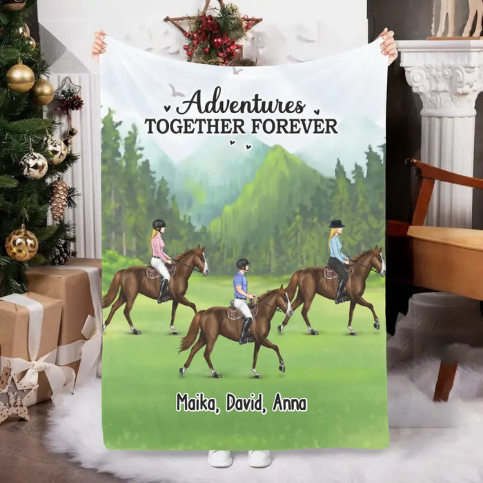 Adventures Together Forever - Personalized Gifts Custom Horse Blanket For Couples, Horse Riding Lovers