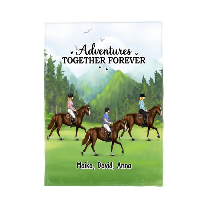 Adventures Together Forever - Personalized Gifts Custom Horse Blanket For Couples, Horse Riding Lovers