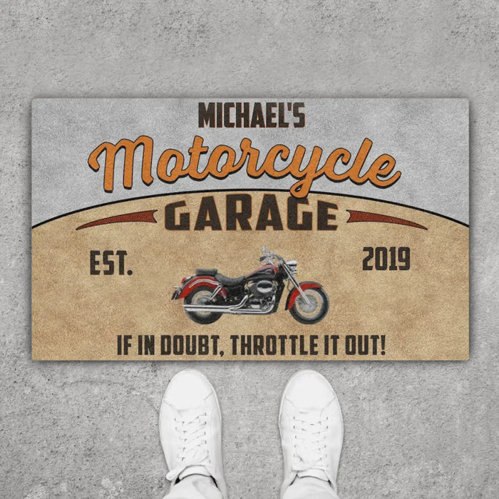 Personalized Motorcycle Garage Doormat, Custom Motorcycle Mat for Bikers, Motorcycle Lovers