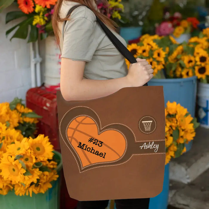 Personalized Basketball Tote Bag with Name, Custom Bag for Basketball Mom, Basketball Lovers