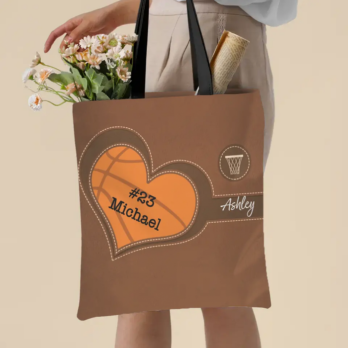 Personalized Basketball Tote Bag with Name, Custom Bag for Basketball Mom, Basketball Lovers