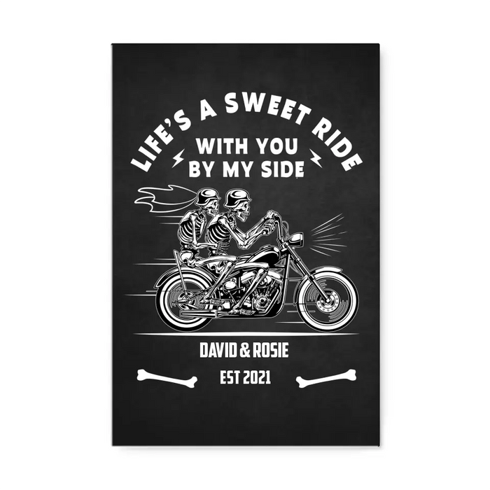 Life's A Sweet Ride With You By My Side - Personalized Gifts Custom Canvas For Biker Couples, Motorcycle Riding Lovers