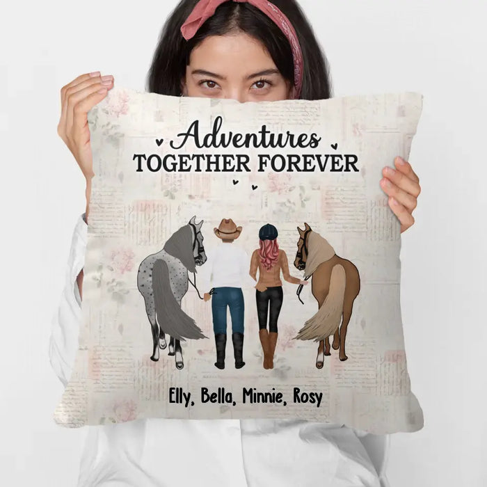 Personalized Adventures Together Forever Pillow, Custom Horse Riding Couple Pillow, Gifts For Horse Lovers