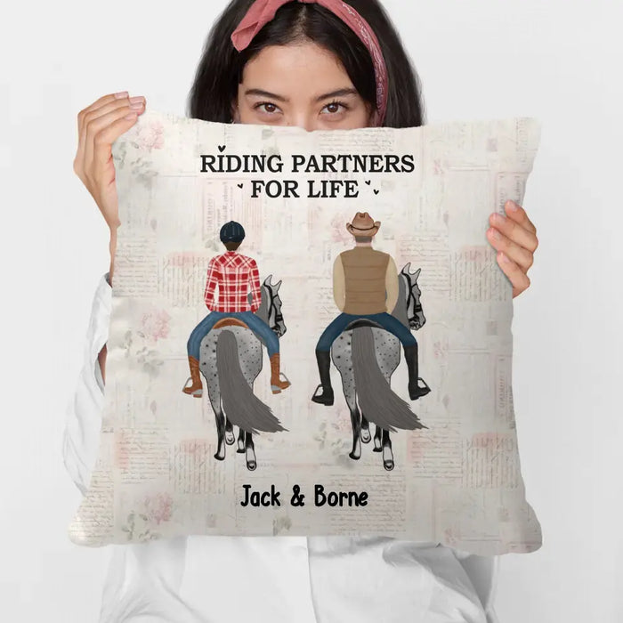 Personalized Riding Partners For Life Pillow, Custom Horse Riding Pillow, Gifts For Horse Lovers