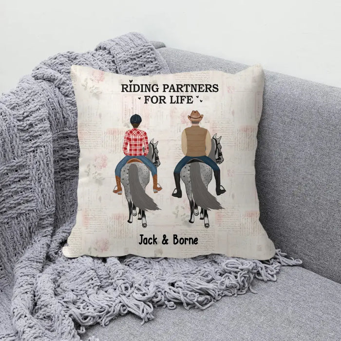 Personalized Riding Partners For Life Pillow, Custom Horse Riding Pillow, Gifts For Horse Lovers