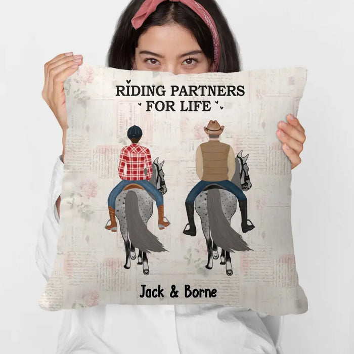 Personalized Riding Partners For Life Pillow, Custom Horse Riding Pillow, Gifts For Horse Lovers