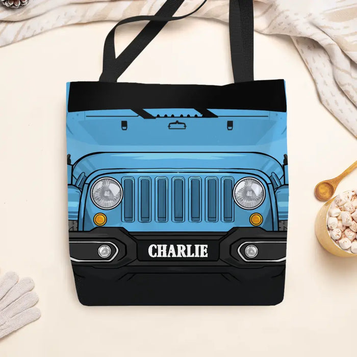 Personalized Jeep with Name Tote Bag, Custom Bag For Her, Car Lovers