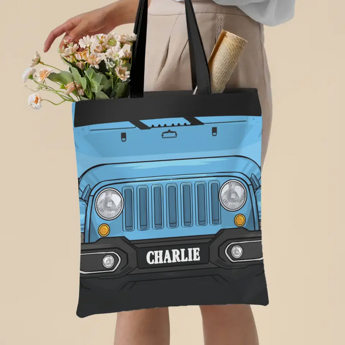 Personalized Jeep with Name Tote Bag, Custom Bag For Her, Car Lovers